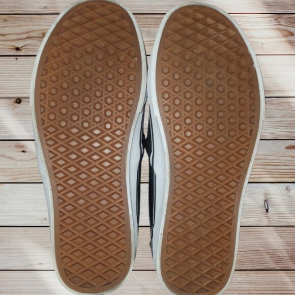 VANS - Men's 6.5 Women's 8 - Classic Slip-On - Perforated Black Leather Shoes - Picture 6 of 7